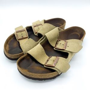 Birkenstock Arizona Taupe Brown Suede Leather Sandals 39